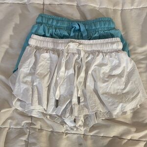 Liberty Pro Kid’s White and Teal Flowy Shorts with Spandex Liner